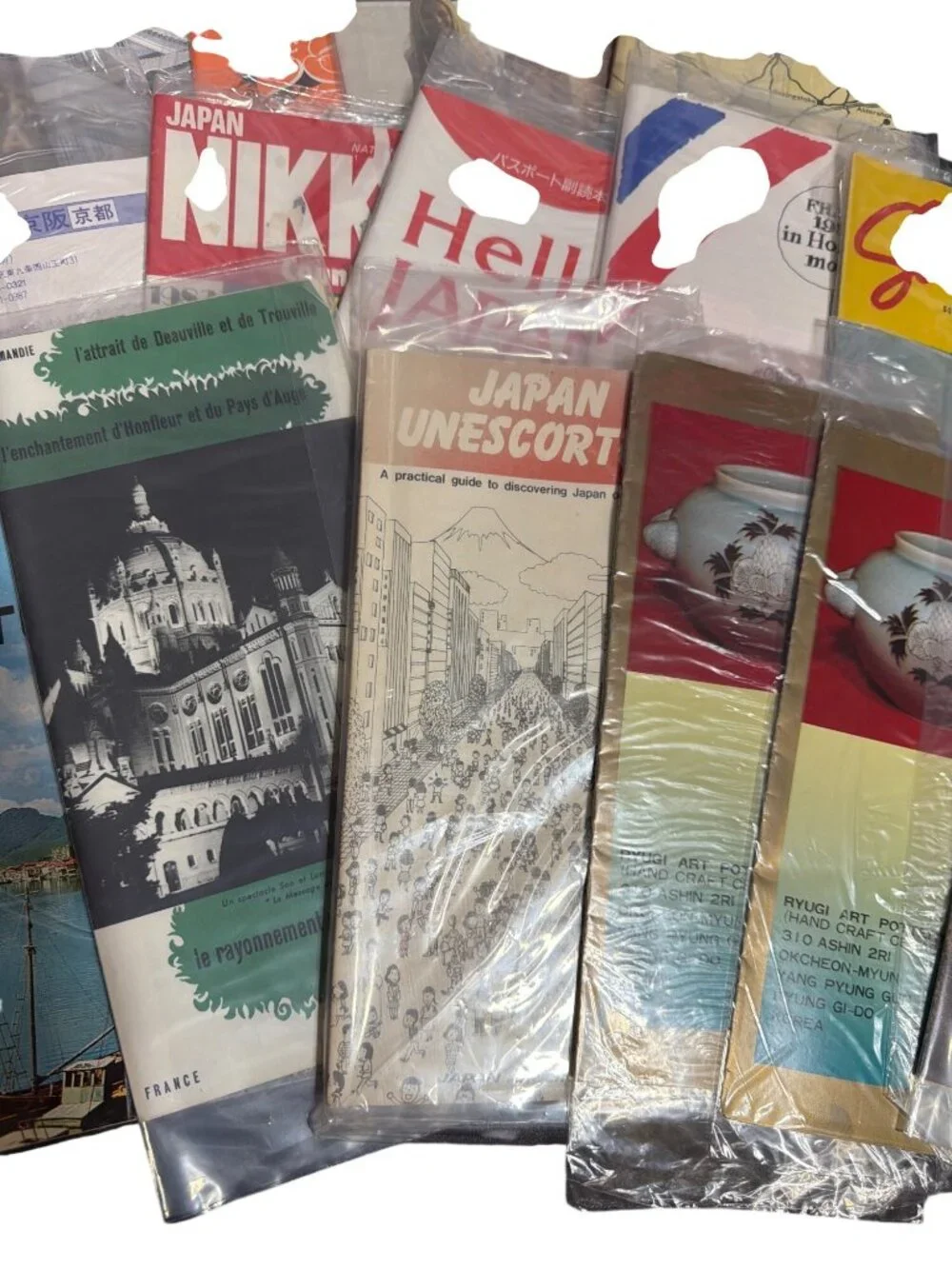 Vtg 19 piece Travel Brochure Map Lot Japan France Korea South Africa Ephemera